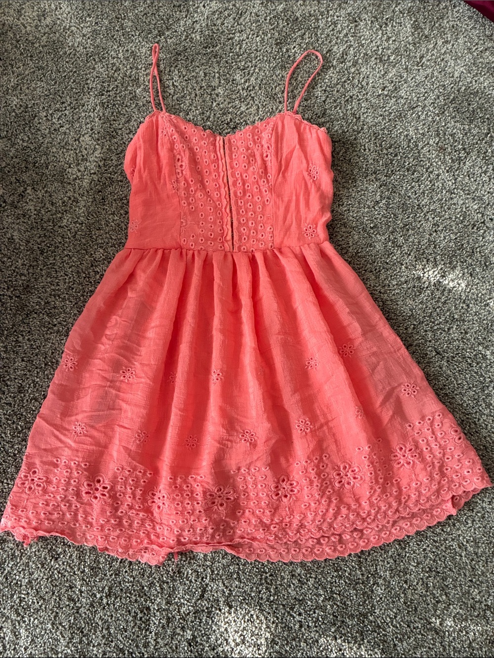 City Studio Coral Eyelet Spaghetti-Strap Sundress